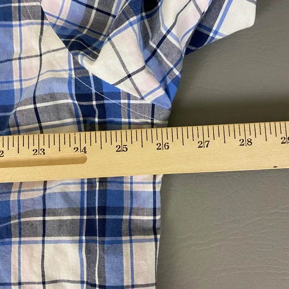 Croft & Barrow Button Down Shirt Men's Size XL Blue Easy Care Plaid Short Sleeve - Picture 8 of 12